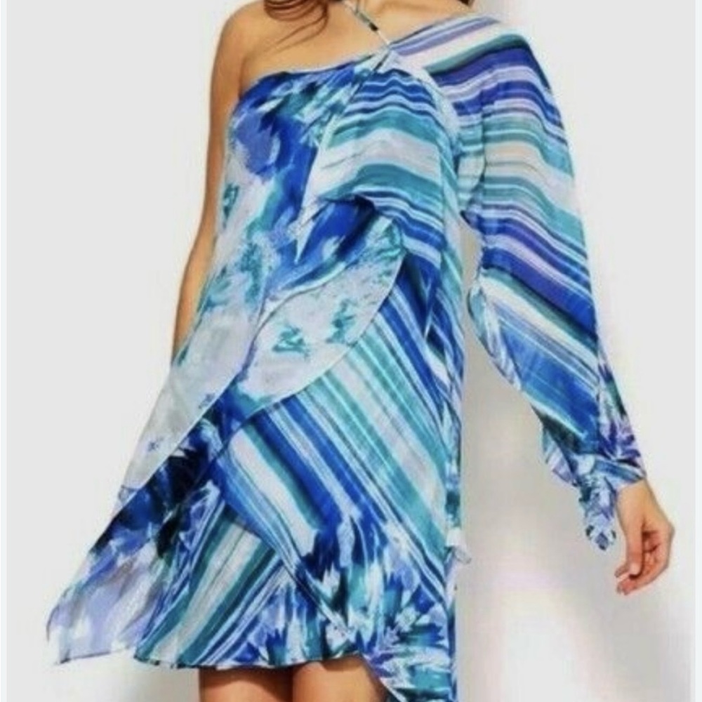 NWT BCBG Max Azria One-Shoulder 100%Silk Cocktail Dress